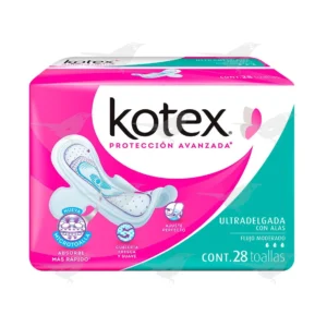 Toallas Femeninas Kotex Ultradelgada con Alas Flujo Moderado 28 piezas