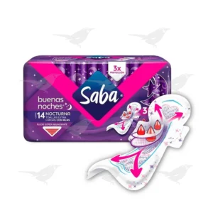 Toallas Femeninas Saba Buenas Noches Extra Nocturna con Alas 14 piezas