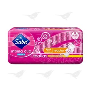 Toallas Femeninas Saba Intima Clip Regular con Alas 14 piezas