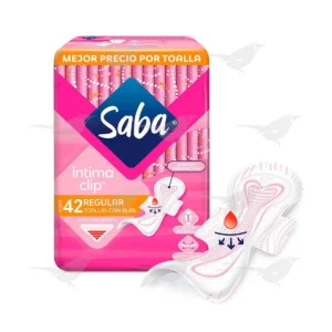 Toallas Femeninas Saba Intima Clip Regular con Alas 42 piezas