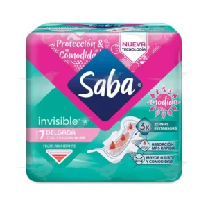 Toallas Femeninas Saba Invisible Delgada con Alas 7 piezas