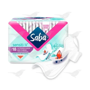 Toallas Femeninas Saba Sensiti V Ultradelgada con Alas 18 piezas