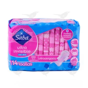 Toallas Femeninas Saba Ultrainvisible con Alas Ultradelgada 14 piezas