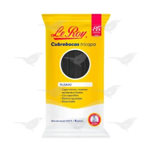 Cubrebocas Le Roy Plisado Negro 5 piezas