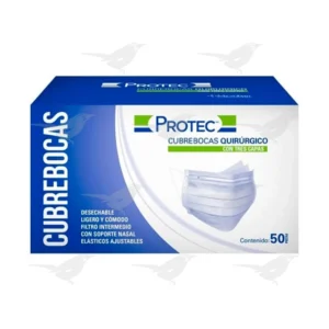 Cubrebocas Protec Quirúrgicos Blanco 50 piezas