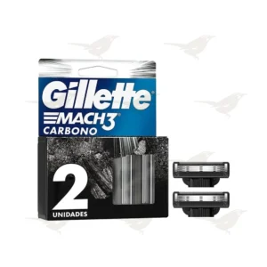 Cartucho de Rastrillo Gillette Mach3 Carbón Activado 3 hojas 2 piezas