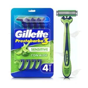 Rastrillo Gillette Prestobarba3 Sensitive Aloe Vera 4 piezas